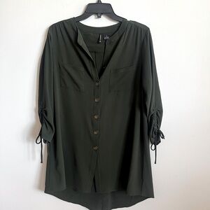 Olive Green V-Neck Tunic by New Directions in Size Medium